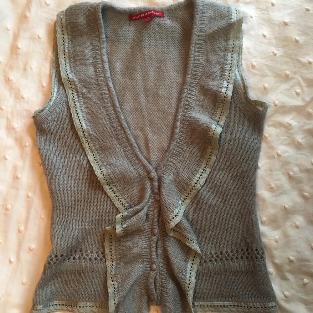 J.J. Basics Ruffled Sleeveless Sweater